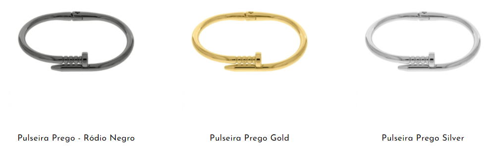 Pulseiras Prego Silver, Gold e Negro